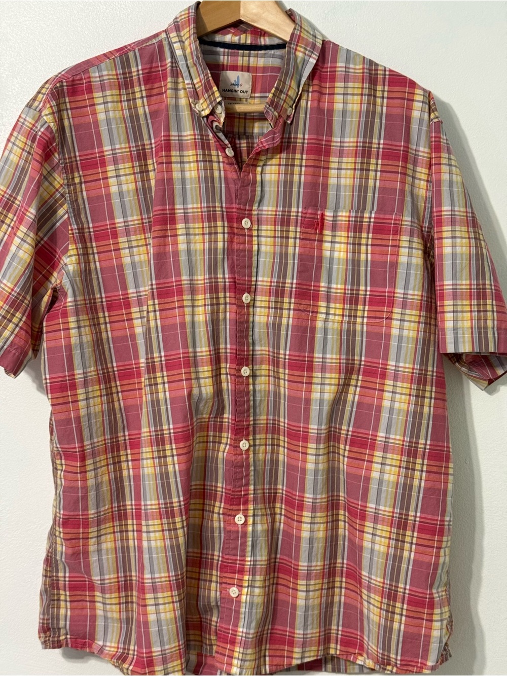 johnnie-O Hangin’ Out short sleeve button down plaid XXL